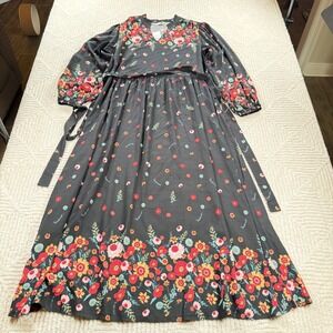 Kate & Sam Floral Maxi Dress Women L Boho Balloon Sleeve Cottagecore Prairie